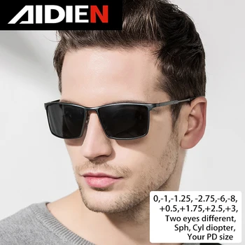 Vyriški akiniai nuo saulės trumparegystė su dioptrijomis poliarizuota recepto akinius UC400 retro anti-glare vairavimo akiniai kvadratas juodos atspalvių