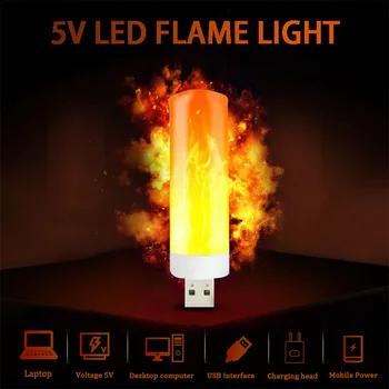 5V USB Liepsna Lempa Dinaminis Apšvietimo Liepsnos Efektas LED Lemputės Emuliacija Mirkčiojančios Šviesos Sodas, Baras Šalis, Vestuvių Dekoras