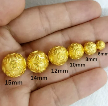999 gryno aukso karoliukai 3d aukso kamuolys 24k gryno aukso pakabučiai geltonos aukso karoliukai 