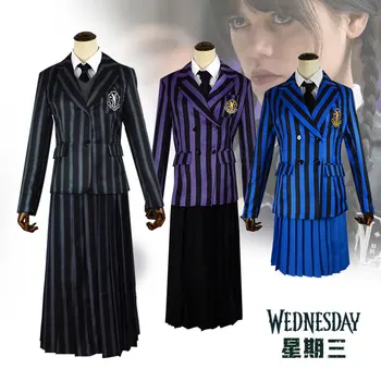 Anime Trečiadienis Adams Cosplay Suknelė Šeimos Kostiumų Komplektai Moterų Derliaus Gotikos Vienodas Mergaičių Juoda Suknelė Uniformos Kostiumas