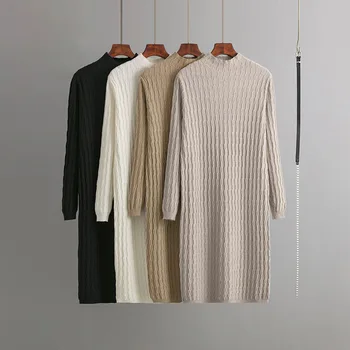 Atsitiktinis Dizaino Megztinis Office Suknelė Moterims Megztiniai Megztinis Suknelė Dizaineris Ilgai Lady Briaunoti Tiesiai Bodycon Korėjos Suknelės