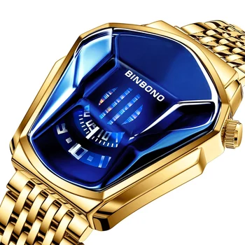 BINBOND Viršuje Prabangos Prekės ženklo Vyrai Žiūrėti Mada Sporto Žiūrėti Aukso Rankiniai Laikrodžiai Žmogus Laikrodis Atsitiktinis Chronograph Laikrodis