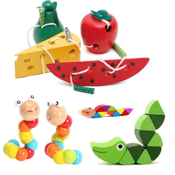 Caterpillar Sukimo Vaikų Žaislų Montessori Širdys Valgyti Vaisių, Medinės Dėlionės, Žaislų Piršto Lankstus Mokymo Švietimo Sukimo Širdys Žaislas