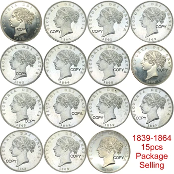 Didžiosios Britanijos 1839-1864 paketas parduotas 1839 40 41 42 43 44 45 46 48 49 50 51 1853 1862 1864 Cupronicke Padengti sidabro monetų Kopijos