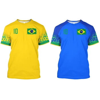Individualų Brazilijos futbolininkų Grafinis T-shirts Brazilijos Futbolo Atrankos Marškinėliai 2022 Sporto Prakaitavimas Drabužių Komanda Tee Viršų