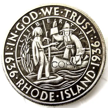 JAV 1936 Rhode Island, Progines Pusė Doleris Sidabro Padengtą Kopijuoti Monetos