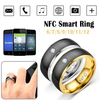 NFC Smart Žiedas Vyrams Daugiafunkcinis Titano Plieno, atsparus Vandeniui Pažangių Skaitmeninių Technologijų Žiedas Apjuodinti Nemokamai Papuošalai KBR45