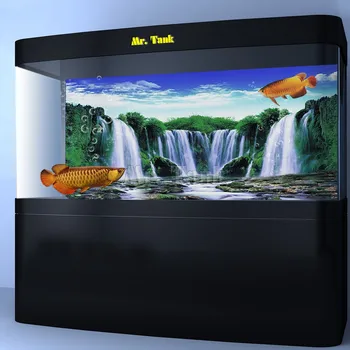 Ponas Bakas HD Akvariumo Fonas Plakatas 3D Efektas Krioklys Miško Peržiūrėti Roplių Namų Sienos Žuvų Bakas Fonas, Dekoracijos