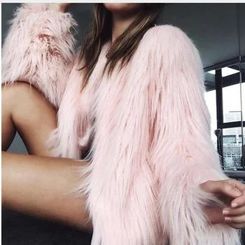 Rudenį, Žiemą Storas Šiltas Dirbtiniais Kailių Paltai Moterims Vientisų Spalvų Prarasti Atsitiktinis Furry Striukės Office Lady Prabangus Elegantiškas Kailio Outwears