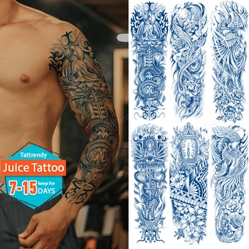 super didelis laikina tatuiruotė lipdukas sulčių rašalo natūralus kūno meno ilgai trunka 2 savaites big rankos rankovių tatuiruotės vyras moteris suaugusiųjų