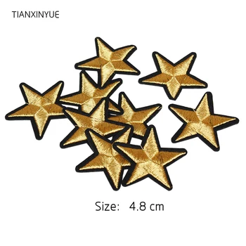 TIANXINYUE Markės 10 vnt Gold Star Siuvinėtos Emblemos Geležies Lopai Drabužių Animacinių filmų Leitmotyvas Aplikacijos Lipdukas Drabužių