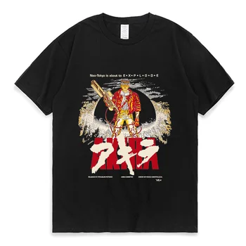 Vintage 80'S Akira T Shirt Stedman Žymeklį 5050 Retas Manga Anime T Shirts Japonijos Streetwear Paaugliams trumpomis Rankovėmis T-shirt Negabaritinius