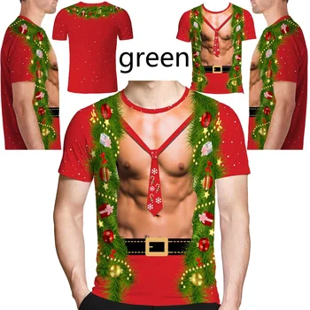 Vyriški marškinėliai Vasaros 3D Kalėdų Raumenų Streetwear O-kaklo trumpomis Rankovėmis Tee Negabaritinių Marškinėliai Vyrams, Drabužiai, Marškinėliai Vyrams Viršų