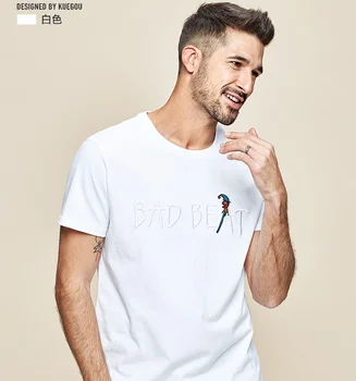 W2805 -vyriški trumpomis rankovėmis t-shirt vyrai medvilnės apvalios kaklo laišką siuvinėjimo pusė rankovėmis T-shirt .